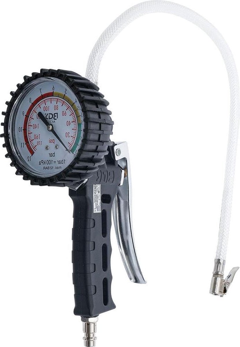 Bandenpomp met Manometer, 12 Bar Zelfklemmend