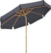 SONGMICS Balkonparasol, 200 x 125 cm, rechthoekige balkonparasol, bescherming tegen de zon tot UPF 50+, parasolstok, houten parasol baleinen, buigbaar, zonder standaard, tuin, buiten, grijs GPU26GY