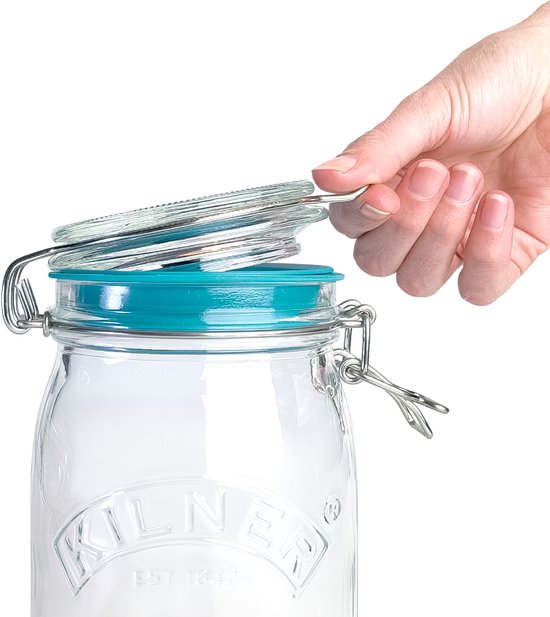 Set de Bocaux à conserves sous vide Kilner ® & Airtender – 1,0 L – 3 pièces avec pompe à vide – Conserve la fraîcheur 5 fois plus longtemps, fermentation et conservation plus rapides