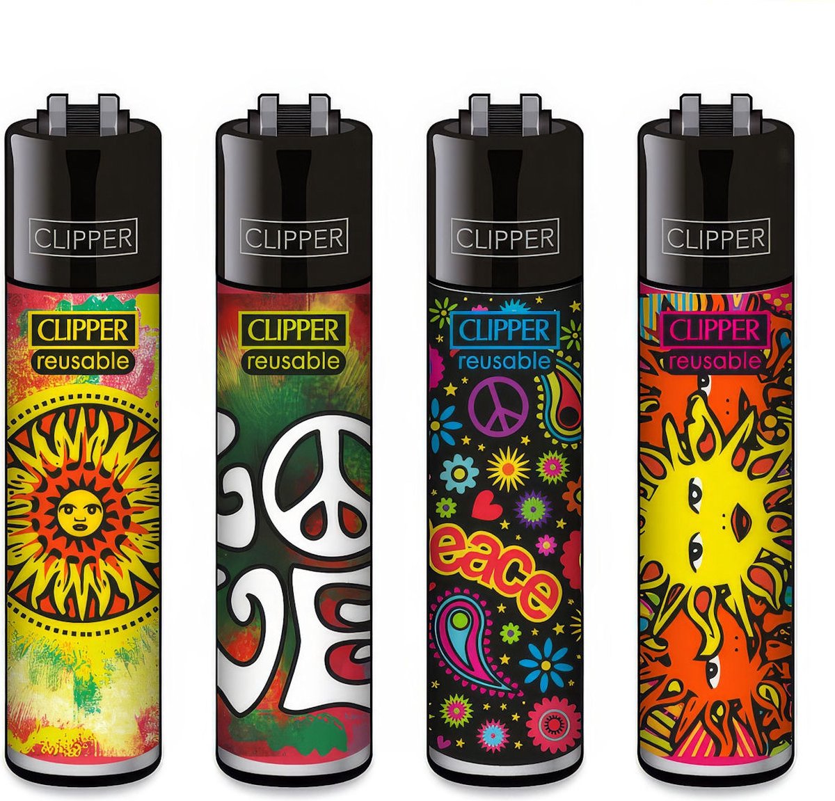 Goedkoopste Clipper Classic Large Aanstekers Hippie 4 (4 Stuks