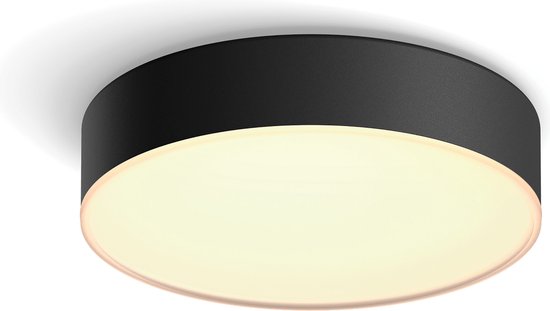 Plafonnier Philips Hue Enrave - lumière blanche chaude à froide - noir - 26cm - 1 variateur