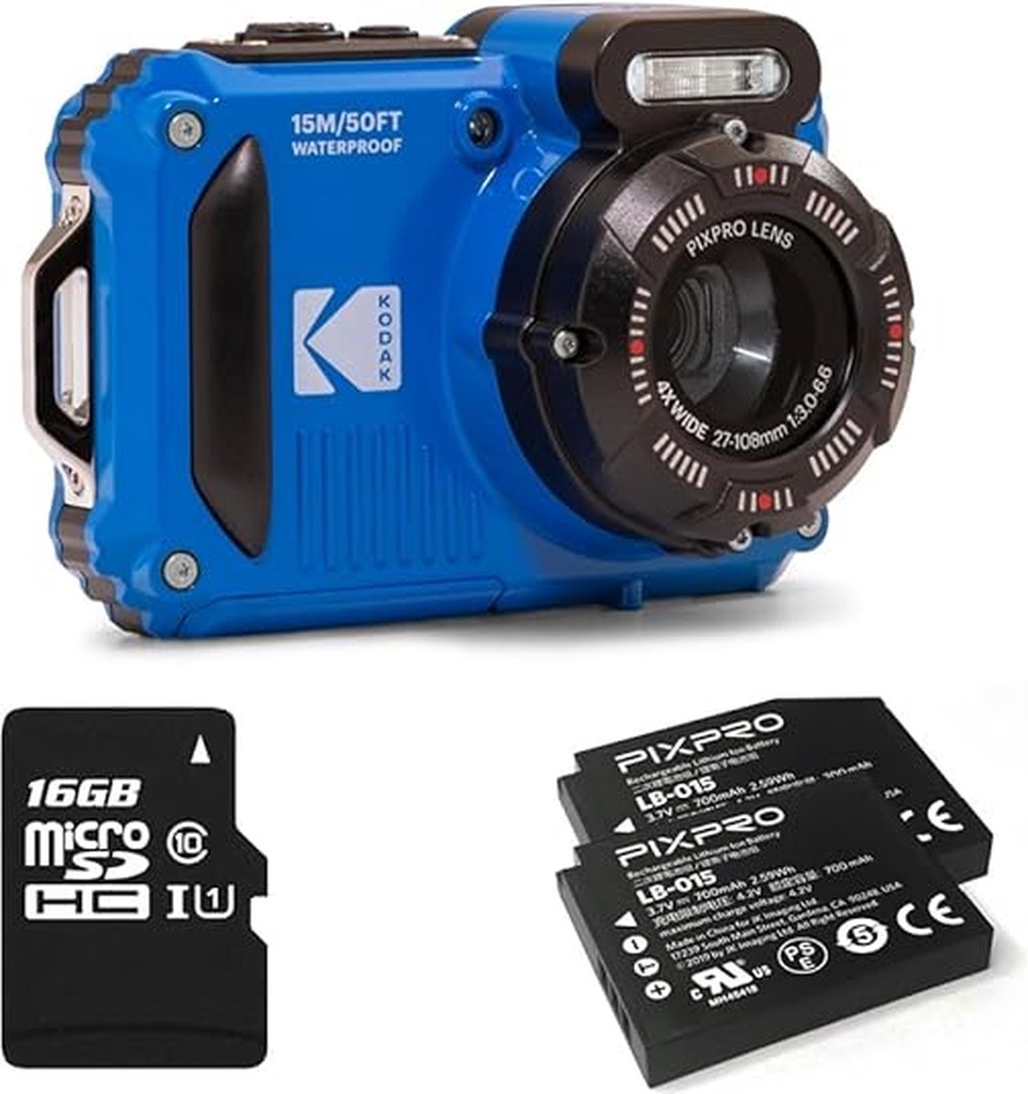 Kodak WPZ2 Blue + 32gb geheugenkaart
