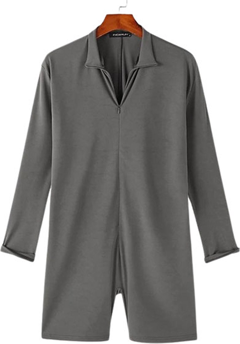 Goedkoopste Heren Jumpsuit Grijs – Lange Mouwen Playsuit – Casual Comfort Outfit