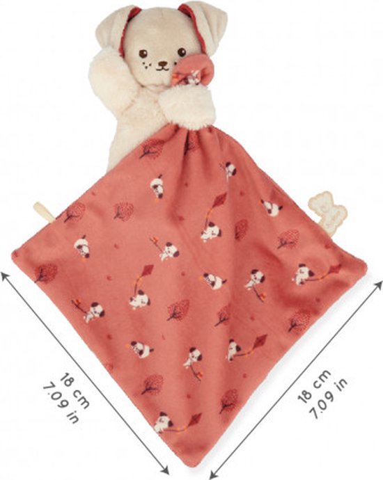 Kaloo Carre Douceur - Knuffeldoekje Hond Steenrood - Pluche Hond Met Vierkant Dekbedje - Bestaat Voor 95% Uit Gerecycled Materiaal - In Een Mooie Geschenkdoos van Kaloo — afbeelding 4