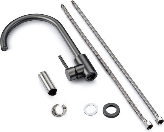 LOMAZOO Kitchen Faucet Cedric - Mitigeur - Robinet Cuisine - Noir Gun Métal / Zwart Anthracite
