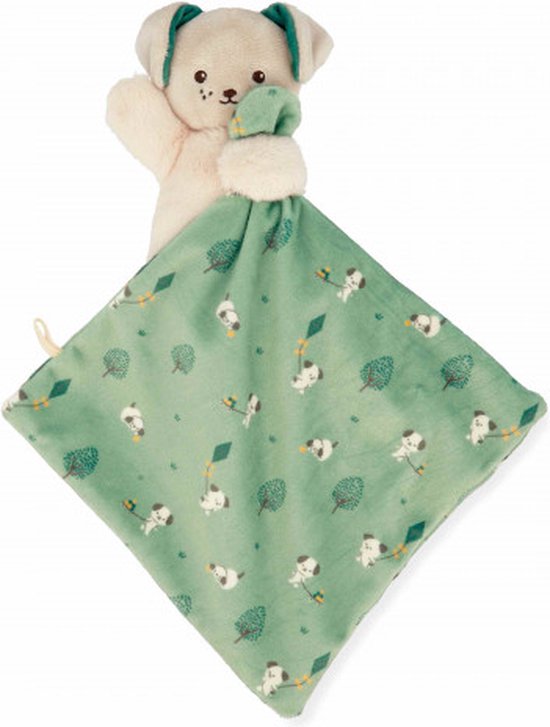 Kaloo Carre Douceur - Knuffeldoekje Hond Groen - Pluche Hond Met Vierkant Dekbedje - Bestaat Voor 95% Uit Gerecycled Materiaal - In Een Mooie Geschenkdoos van Kaloo — afbeelding 2