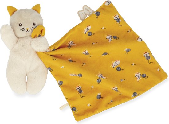 Kaloo Carre Douceur - Knuffeldoekje Kat Geel - Pluche Kat Met Vierkant Dekbedje - Bestaat Voor 95% Uit Gerecycled Materiaal - In Een Mooie Geschenkdoos van Kaloo — afbeelding 2