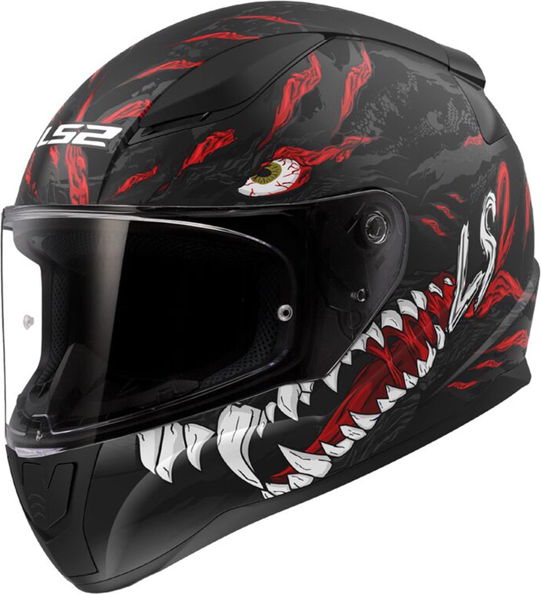 LS2 Helm Rapid II FF353 Kaiju mat zwart / rood maat S