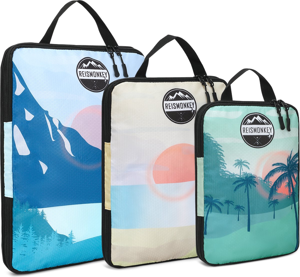 Bol.com Reismonkey Compress-it Packing cubes - Kofferorganizer - set van 3 - waterafstotend aanbieding