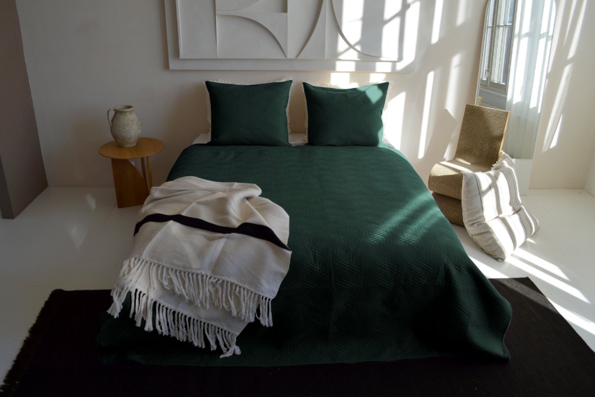 Zydante Home® Bedsprei Incl. 2 Hoezen -Dark Green Layers - 220x240 cm + 2 * 60x70 cm