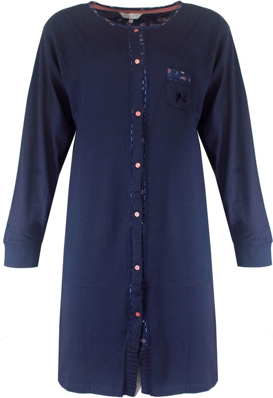 Tenderness Dames Nachthemd - Doorknoop - Diep Donker Blauw - Maat M