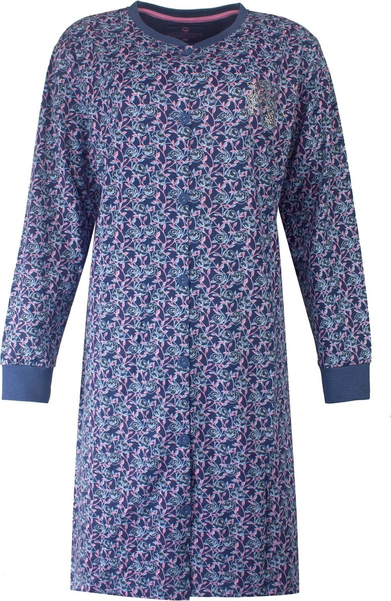 Tenderness Dames Nachthemd - Doorknoop - Blauw