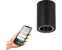 EGLO connect.z Carosso-Z Smart Opbouwlamp - GU10 - 9,5 cm - Zwart|Wit - Instelbaar RGB & wit licht - Dimbaar - Zigbee