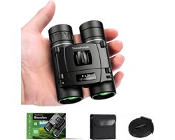 TravelHawk Verrekijker - 8x21 - BAK4 - Full Multi-Coated (FMC) - Compacte verrekijker - Waterdicht - Met nekkoord, draagtas - voor vogels kijken, jagen, theater - Zwart