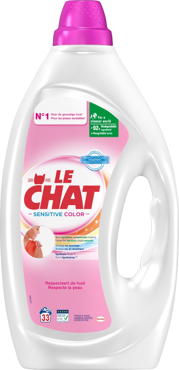 Goedkoopste Le Chat Gel Sensitive Color - 33 WL x4 - Wasmiddel - Gevoelige Huid - Voordeelverpakking