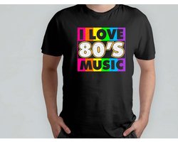 I Love 80s Music - T Shirt - RetroVibes - Throwback - VintageStyle - OldSchoolCool - RetroSfeer - Terugblik - VintageStijl - OudeSchoolCool