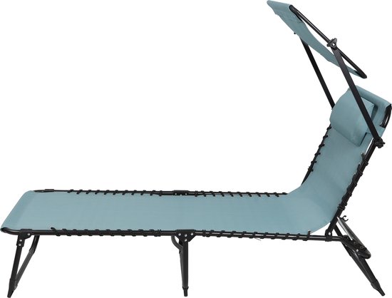 SET X 2 ZONNELOUNGE MET PARASOL EN KUSSEN - BLAUWGRIJS — afbeelding 2