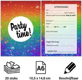 Uitnodiging kinderfeestje - Voordeelset 20 stuks - Thema Party - Beschrijfbaar - Uitnodigingskaarten - Uitnodiging verjaardag - uitnodiging verjaardag feest - Uitnodiging kinderfeestje Jongen of Meisje - Uitnodiging feestje - uitnodigingen