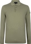 Lichtgroen gebreid poloshirt met lange mouwen en knoopsluiting.