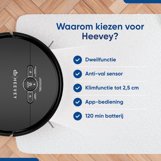 Heevey Robotstofzuiger met dweilfunctie - Automatisch oplaadstation - Dweilrobot - Robotstofzuiger huisdieren