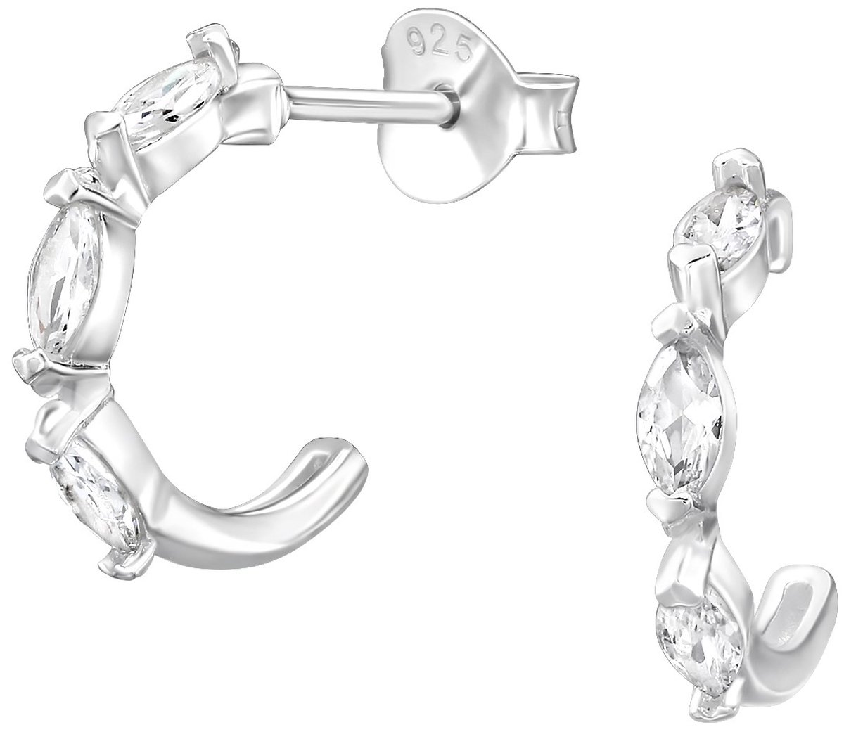 Boucles D'oreilles Puces (clous) En Argent Massif 925 - Cristal Blanc 2mm - Neuves Avec étiquettes