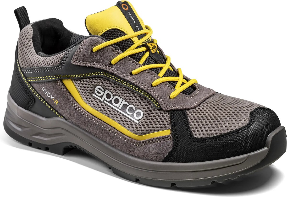 Sparco INDY EDMONTON – Veiligheidsschoen S1PS met FlexGrip+ zool en ademend mesh - beige-geel - Maat - 47
