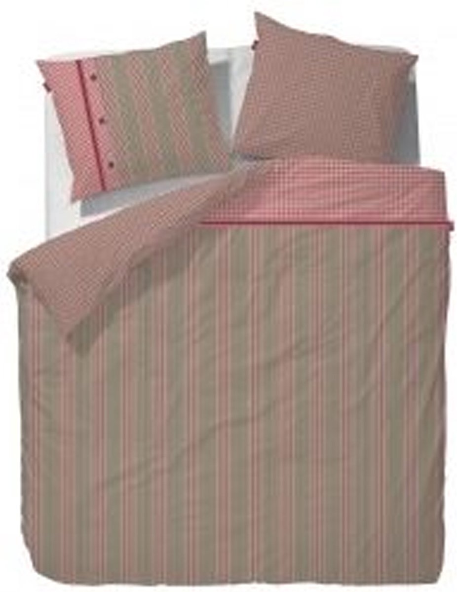 Marieke at Home Dekbedovertrek Natural Stripe - Litsjumeaux - 240x200/220 cm - Rood