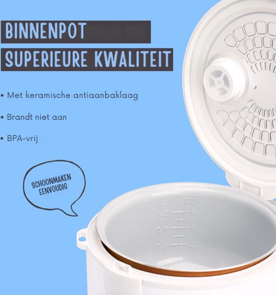 Luxe Rijstkoker – Met Stomer – Slowcooker – Crockpot – 1 Liter – Multicooker – Voedselveilige Materialen – Display – 500W – Zwart – foto 6