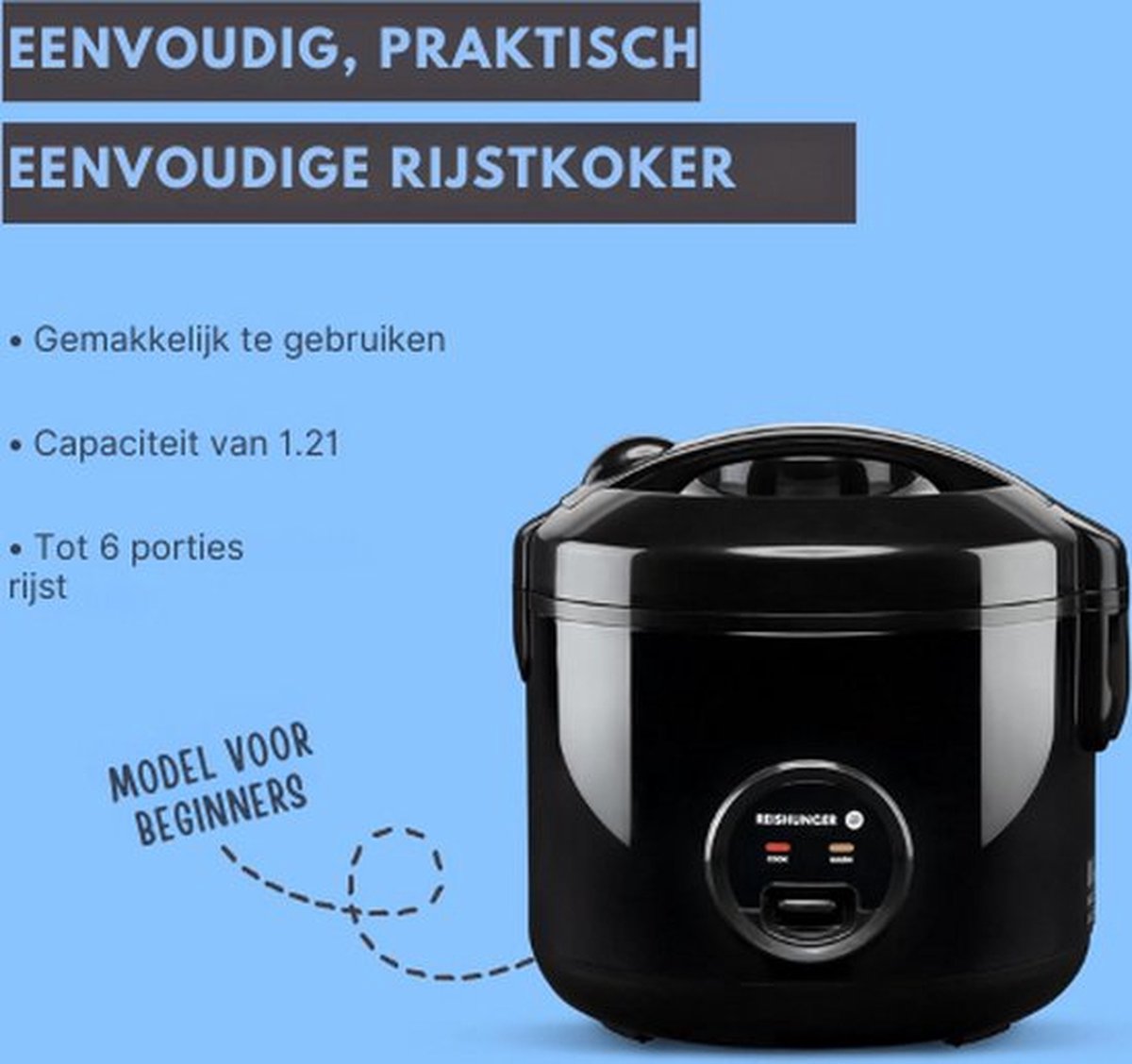 Luxe Rijstkoker – Met Stomer – Slowcooker – Crockpot – 1 Liter – Multicooker – Voedselveilige Materialen – Display – 500W – Zwart – foto 2