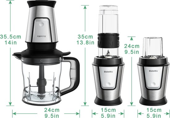 MensStore 3-In-1 Multifunctionele Keukenmachine - Foodprocessor - Draagbare Juicer - Blender - Smoothie Mixer - 700W van MensStore — afbeelding 4