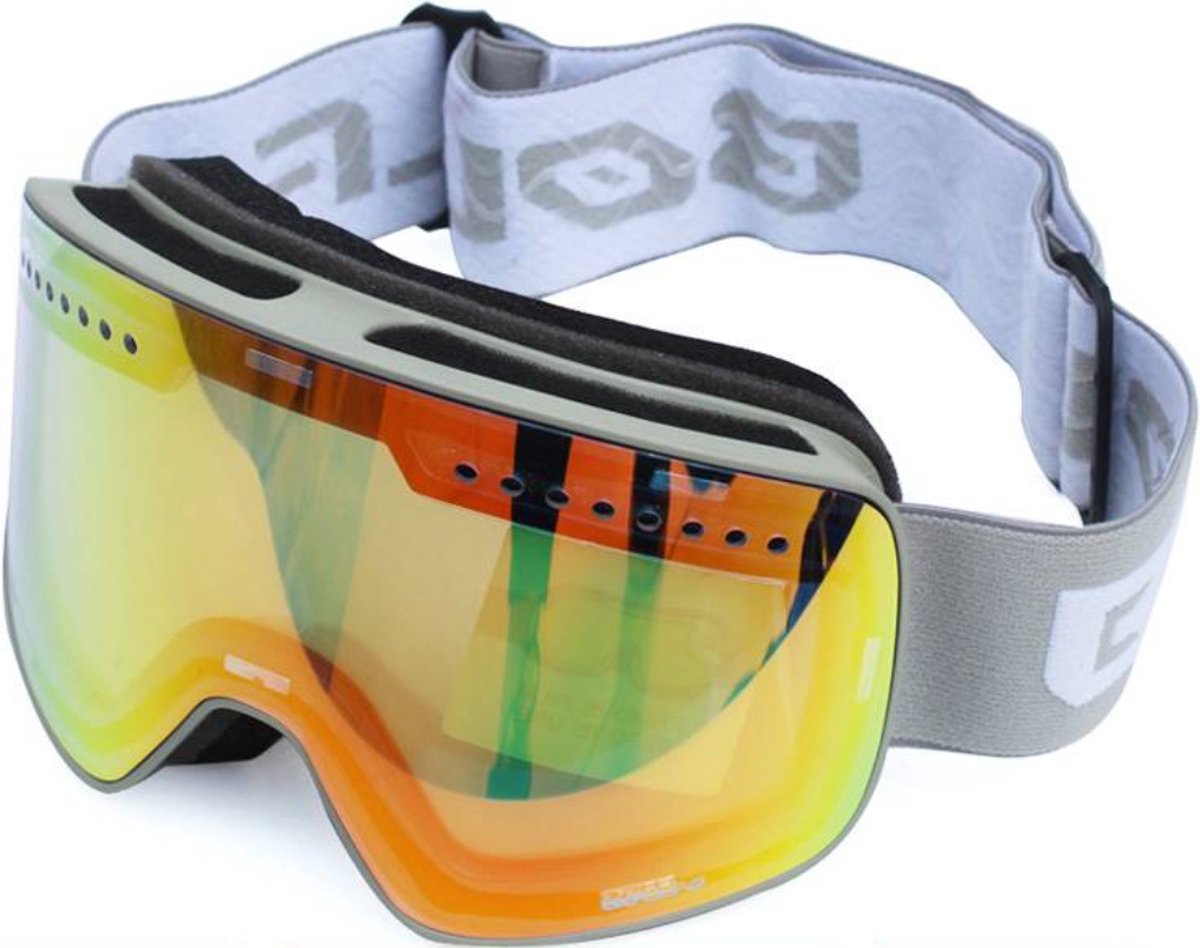 Bovista Skibril - Ski Zonnebril - Dames - Heren - Wintersport - Winddicht - UV-Bescherming - Ski Gadgets - Grijs Met Rood