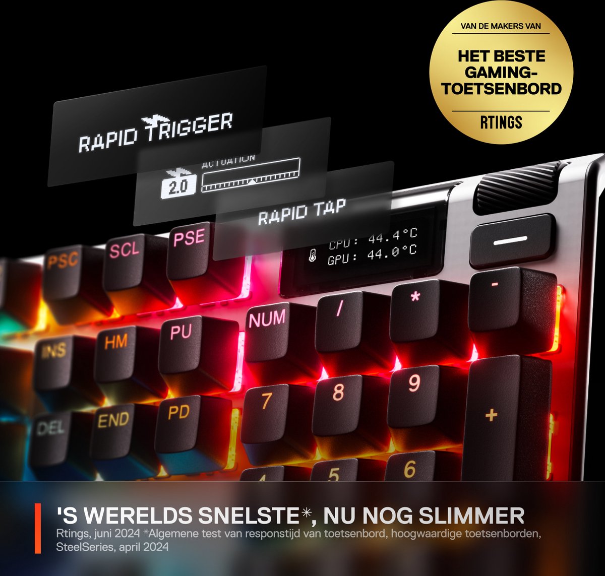 SteelSeries Apex Pro Gen 3 - Mechanisch Gaming Keyboard - US Qwerty - Rapid Trigger, Rapid Tap, Protection Mode thumbnail 4