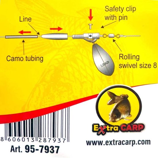 EXC Safety Bolt Rig w/ Camo Tubing - 3 stuks - 30cm - Compleet Vastlood Systeem - Karper Vissen Leader - Onderlijn Vissen van Merkloos — afbeelding 4