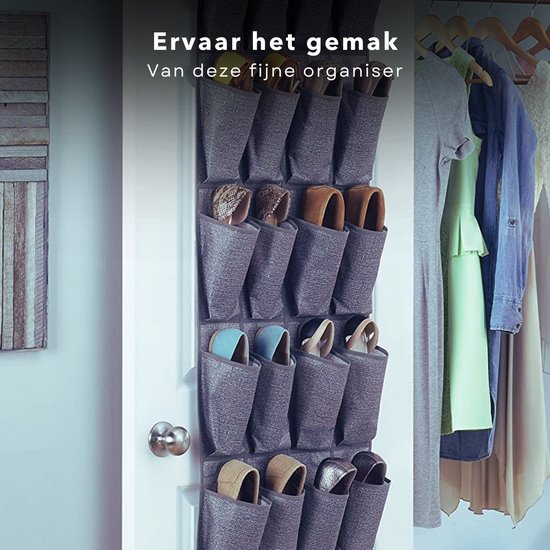 Hangende Deur Schoenenkast - Deur Organizer voor Kleding en Smalle Voorwerpen - Schoenenzak - Deurhanger - Opbergzak - 16 vakken - 45x112cm