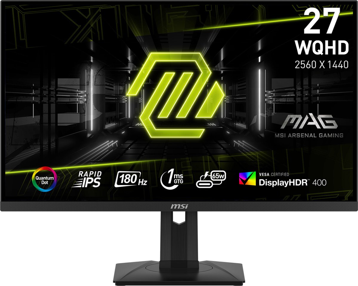 MSI MAG 274QRF QD E2 - WQHD Gaming Monitor - Rapid IPS - Quantum Dot - Display HDR400 - USB C 65W - 180Hz - 27 Inch