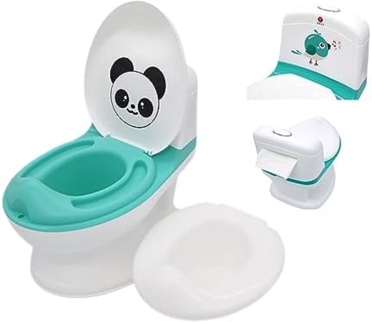 Pot WC Enfant Realiste Avec Bruit Chasse D'Eau - Apprentissage Propreté | Bac Amovible | Gris