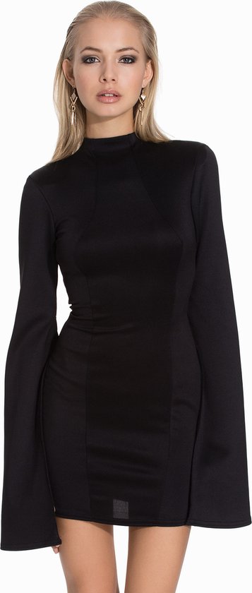 Mini Jurk Zwart Strak Jurkje Lange Mouwen Cupshe WRAP RUFFLED