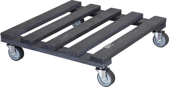 WAGNER Plantentrolley DOUBLE 79 x 29 x 8,5 cm I Bloementrolley voor binnen buiten I Bakwagen van hout, geribbeld, grijs I Draagvermogen 150 kg I Made in EU - 20087901
