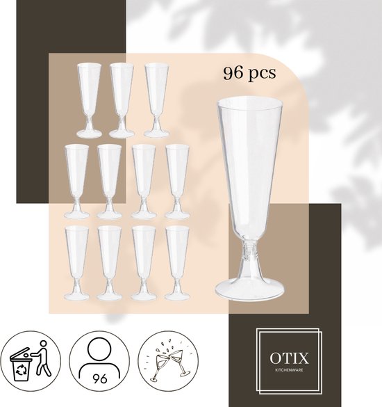 OTIX Kunststof Champagne Glazen - Herbruikbaar - 96 stuks - 150ml - Transparant - Kunststof - MERIDIAN van OTIX — afbeelding 4