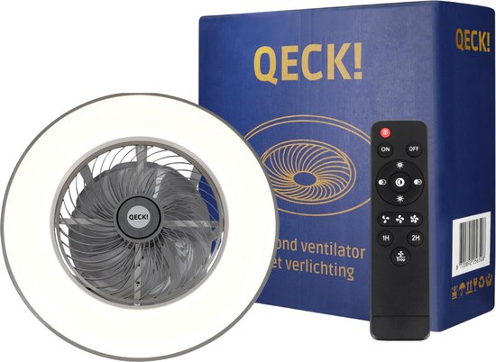 QECK!® Plafondventilator Afstandsbediening - Zwart - Plafondventilator - Plafondventilator Afstandsbediening - Plafondventilator Slaapkamer - Plafond Ventilator met Verlichting - Plafondlamp - Winter en Zomerstand