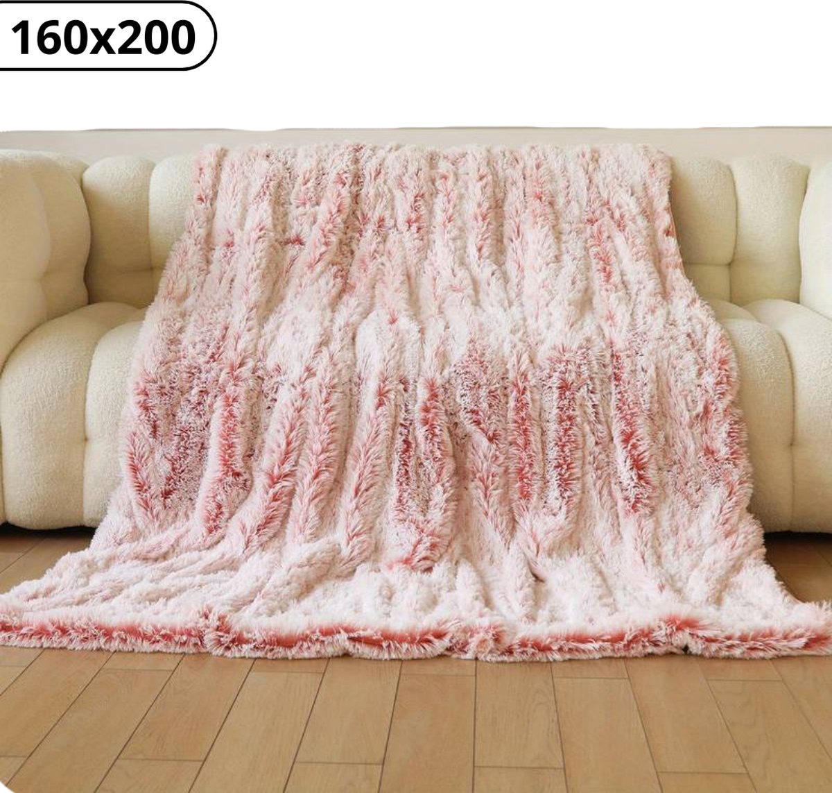 Bovista Plaid - Dekentje - Pluche - Wollen - Fleece - Deken - Knuffeldeken - Bank Deken - Licht Roze - 160x200cm