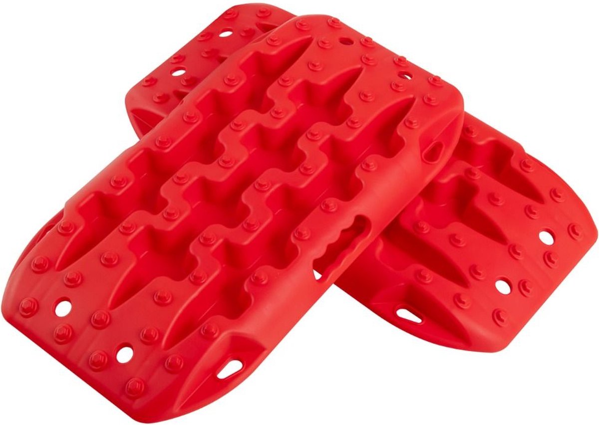 Trendmix Auto Gripplaten 2 Stuks – Antislip Starthulp Tractiemat – Voor Modder, Sneeuw en Zand – 58x31x6 cm – Rood – Voor Auto, Camper, Vrachtwagen