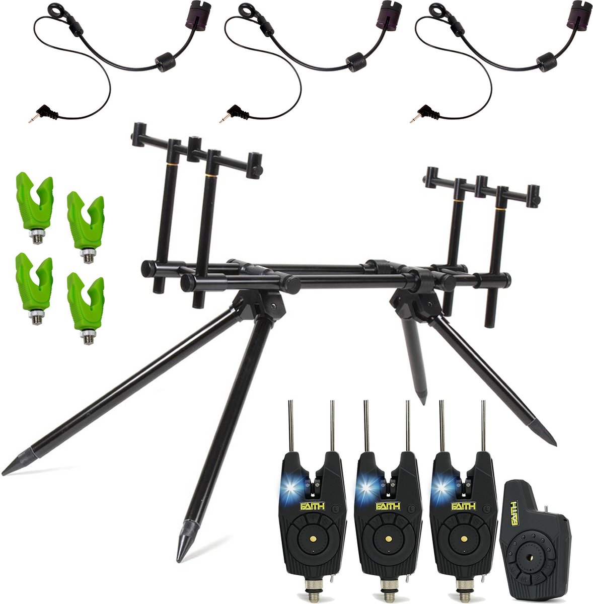 Faith VX3 Rodpod set Deluxe - Rodpod Karper - Set incl Beetmelders - Karpervissen