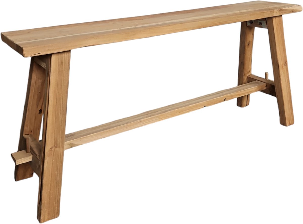 Kruk Teak 100cm Naturel | Handgemaakt Bankje uit Gerecycled Hout Indonesië