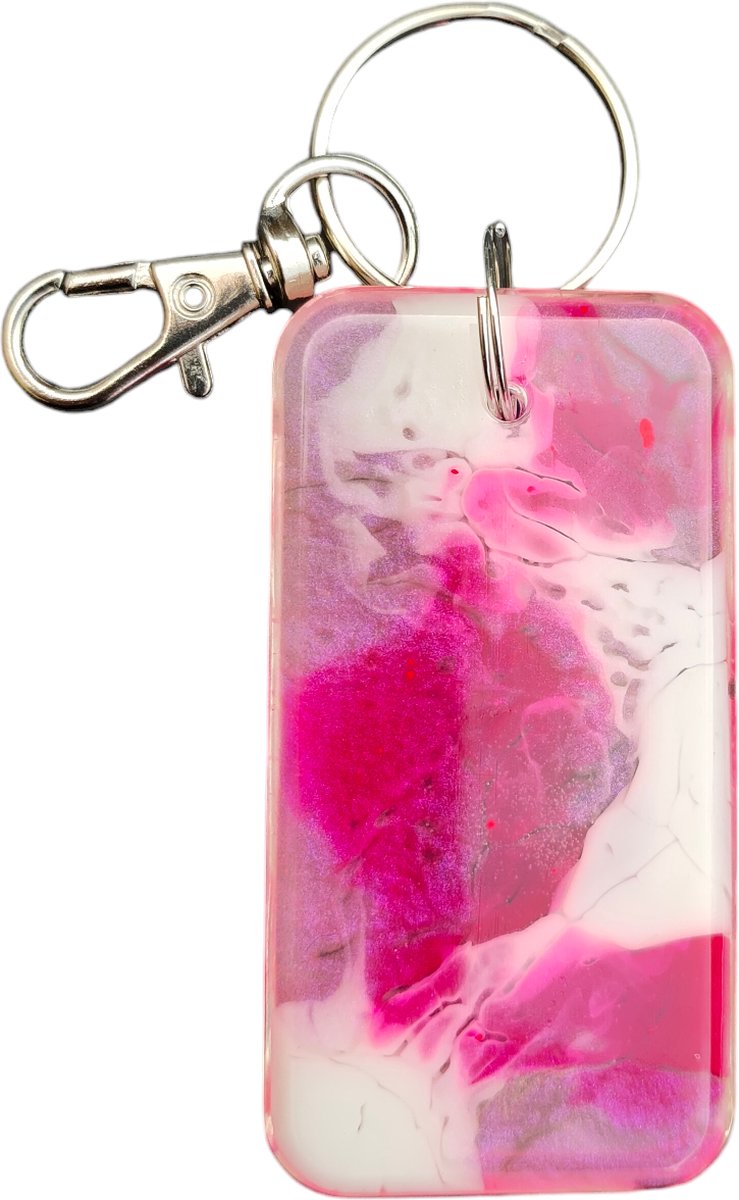 Resin Art JR: Unieke handgemaakte Epoxy Sleutelhanger / Sleuteltag met Karabijnhaak (eventueel te personaliseren)