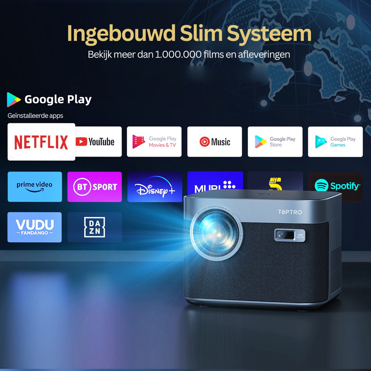 Toptro X7 Projector 4K - Mini Beamer - Mini Projector - Top