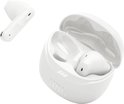 Witte draadloze oordopjes met oplaadcase.