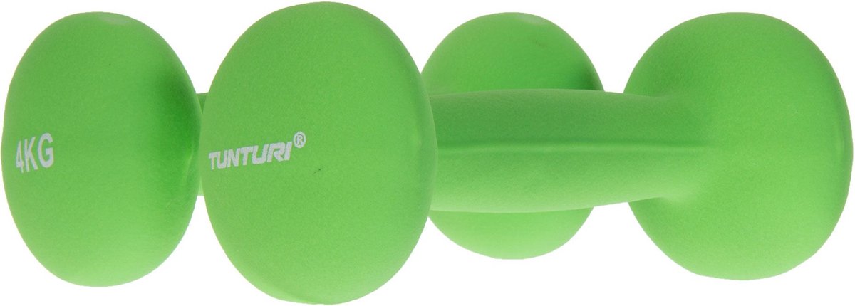 Tunturi Dumbbell set - 2 x 4,0 kg - Neopreen - Fluor Groen - Incl. gratis fitness app — afbeelding 6