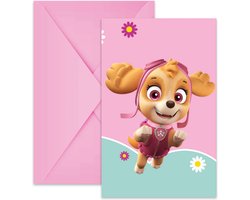Vegaoo - 6 Paw Patrol uitnodigingen met Skye en Everest