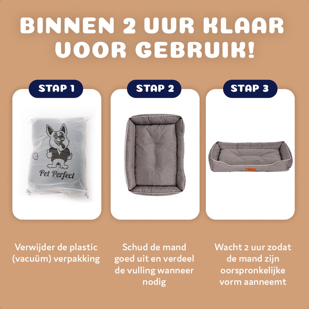 Pet Perfect Benchkussen XL - Hondenkussen Wasbaar - Hondenmand - Grijs - 90x55x10 thumbnail 8